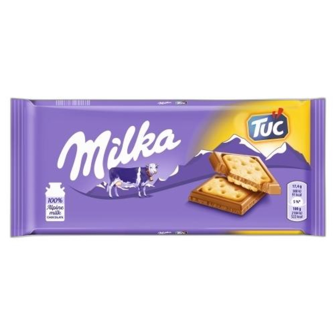 Шоколад Milka молочный с соленым крекером tuc 87г