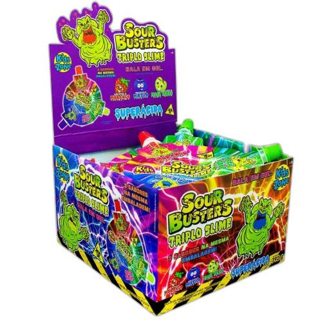 Detalhes do produto Bala Liq Triplo Slime Dp 18Un Kids Zone Sortido