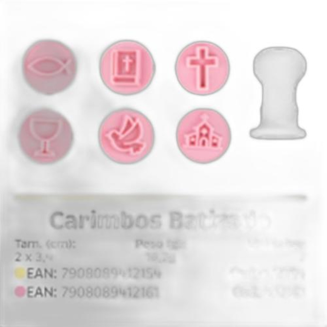 Detalhes do produto X Kit Carimbos Batizado 10Un Bluestar Rosa Bebe