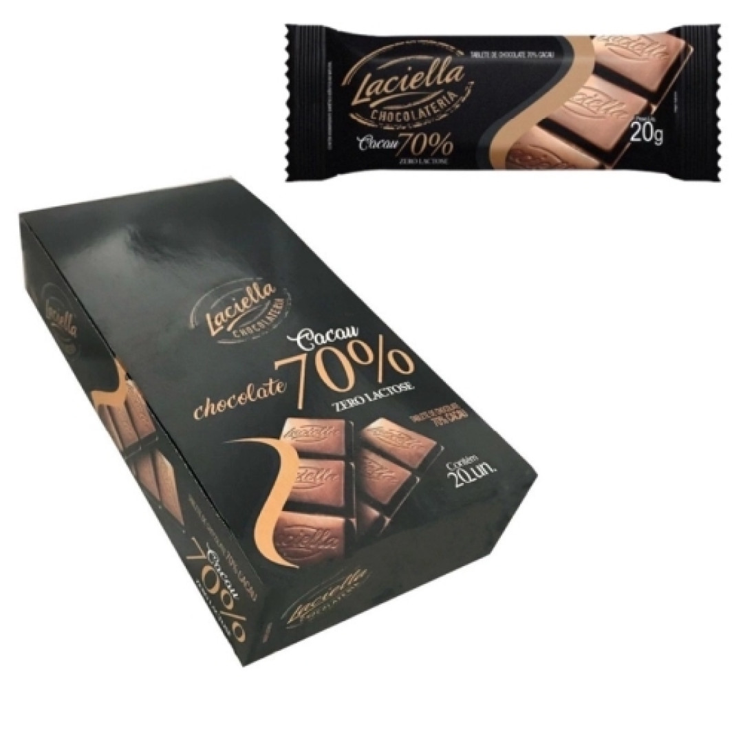 Detalhes do produto Choc Laciella Zero Lacto 20Gr Dum Dum 70% Cacau