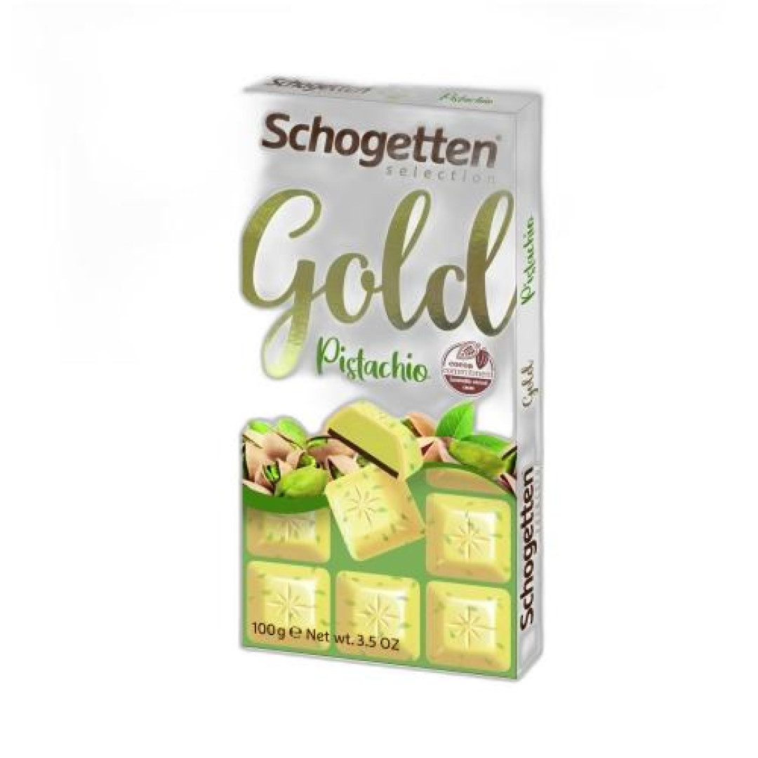 Detalhes do produto Choc Rech Schogetten Gold 100Gr Bertoluc Choc.pistache