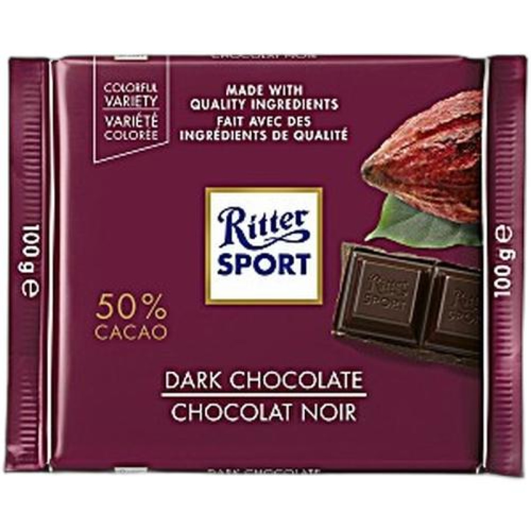 Detalhes do produto Choc Ritter Sport Dark 50% 100Gr Alpha Cocoa