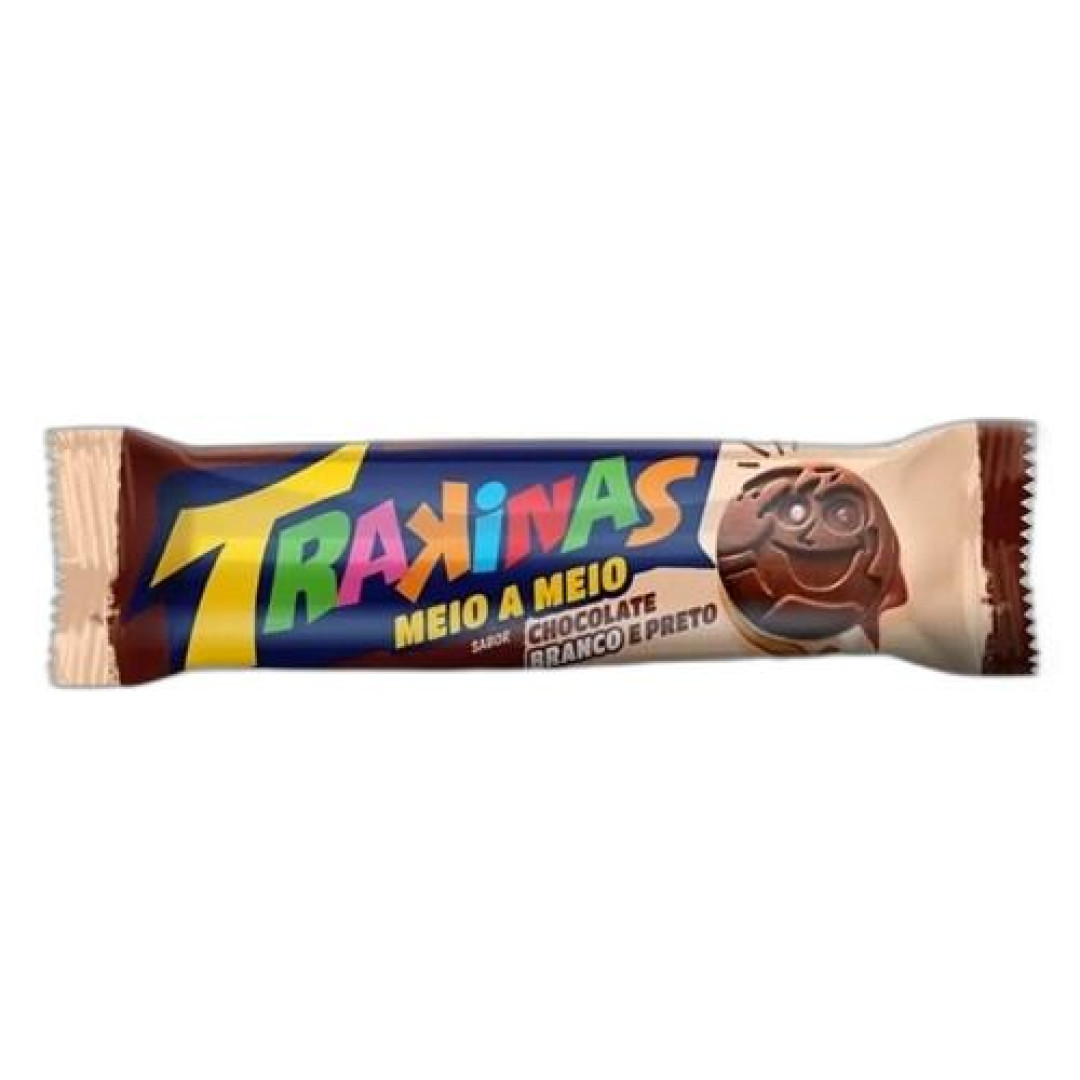 Detalhes do produto Bisc Rech Trakinas Meio A Meio 126Gr Choc Bco.chocol