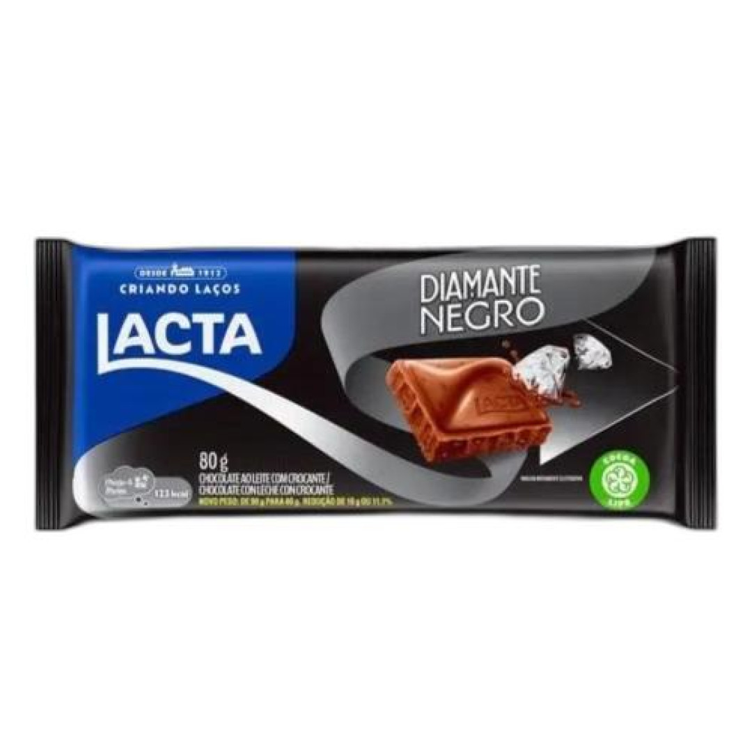 Detalhes do produto Choc Diamante Negro 80Gr Lacta Leite