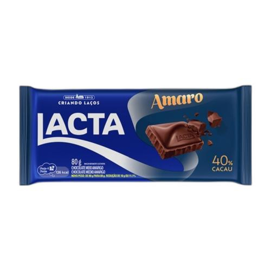 Detalhes do produto Choc Amaro 80Gr Lacta Meio Amargo