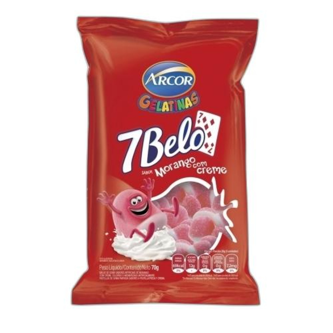 Detalhes do produto Bala Gel 7 Belo 70Gr Arcor Morango Creme
