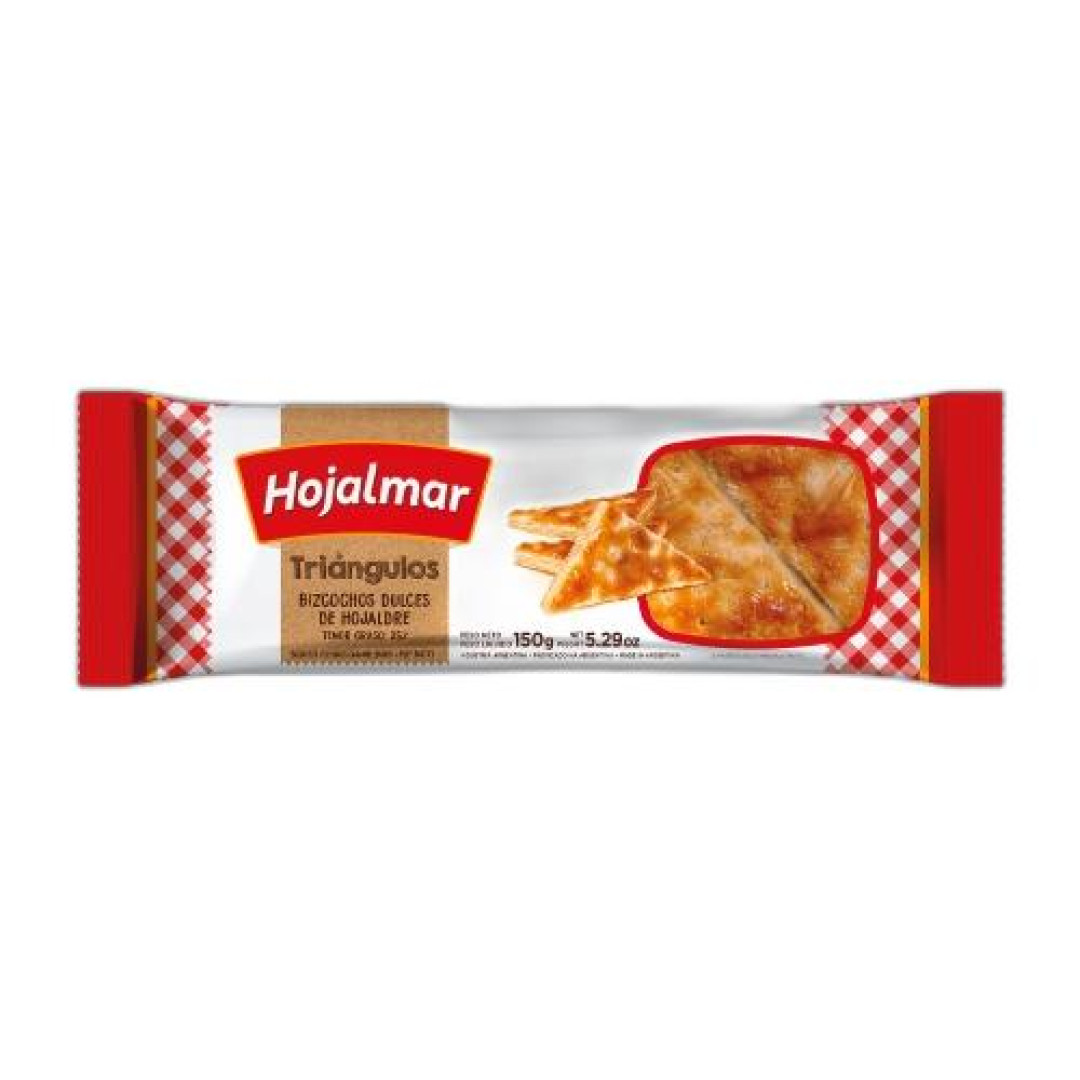 Detalhes do produto Bisc Folhada Triangulo 150Gr Hojalmar Doce