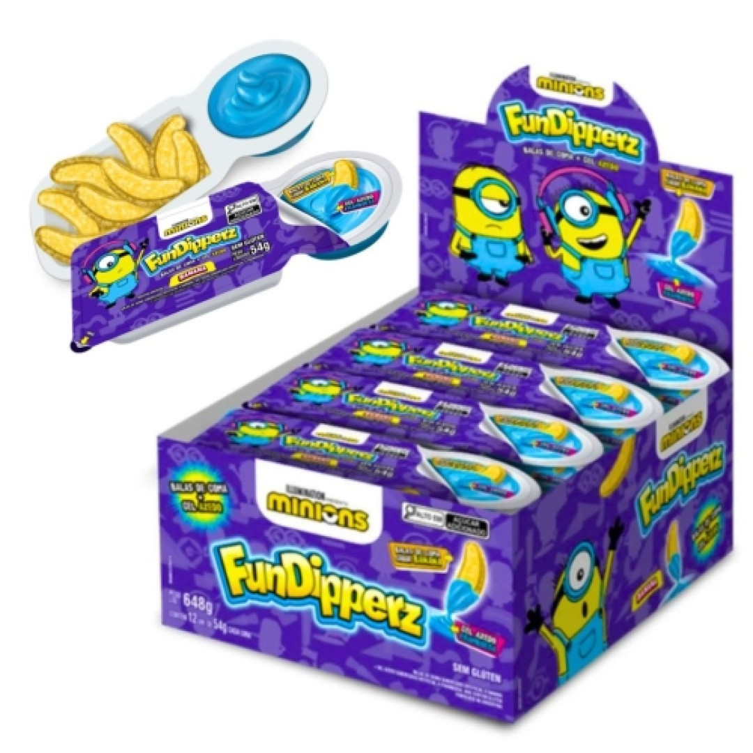 Detalhes do produto Bala Gel Fundipperz Minions 54Gr Bazooka Banana