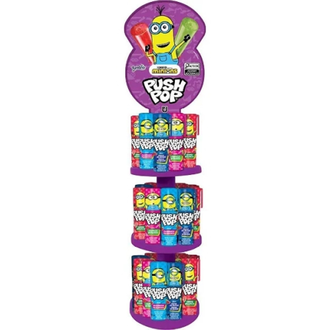 Detalhes do produto Pirl Push Pop Torre Minions 30Un Bazooka Sortido