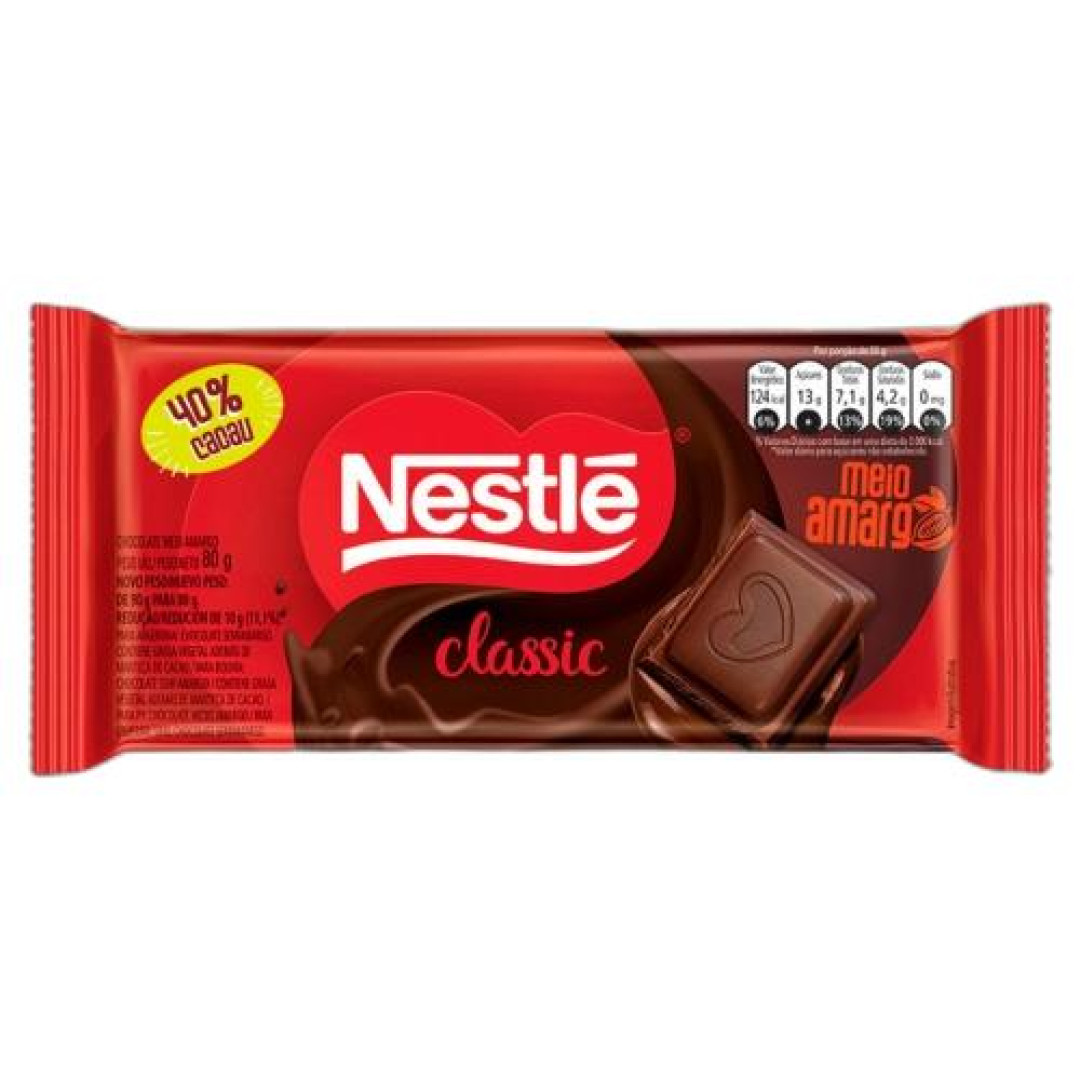 Detalhes do produto Choc Classic 80Gr Nestle  Meio Amargo