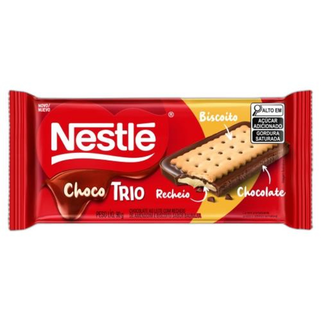 Detalhes do produto Choc Rech Chocotrio 90Gr Nestle Choc.amend.baun