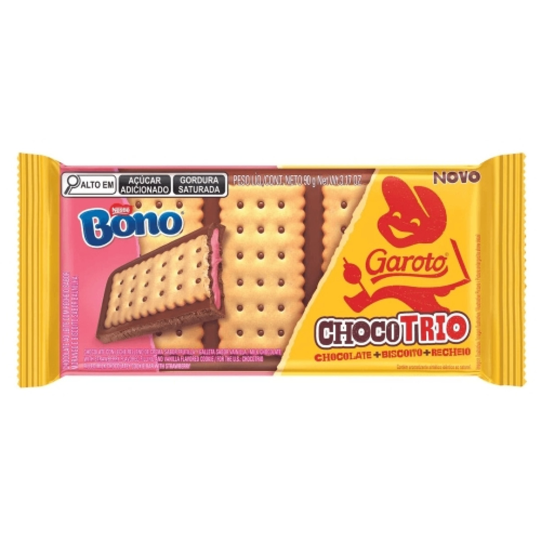 Detalhes do produto Choc Rech Chocotrio Bono 90Gr Garoto Choc.morango