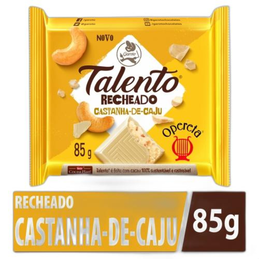 Detalhes do produto Choc Rech Talento Opereta 85Gr Garoto Castanha Caju