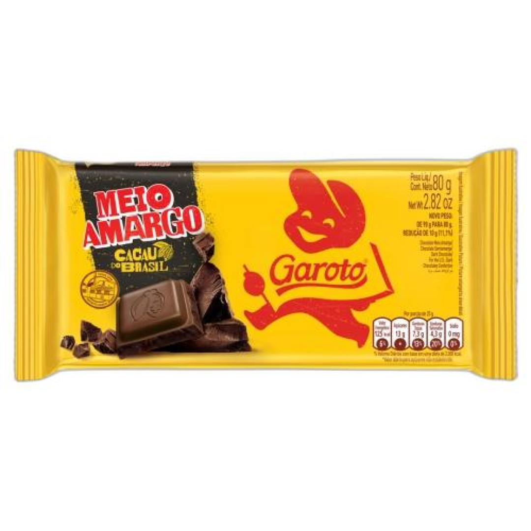 Detalhes do produto Choc 80Gr Garoto Meio Amargo