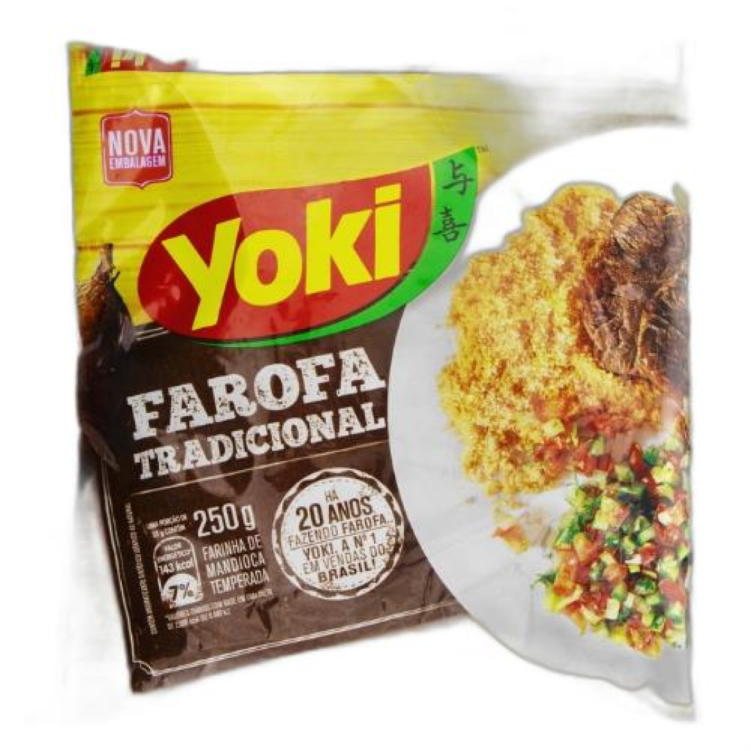 Detalhes do produto Farofa Pronta Temperada 250Gr Yoki Mandioca