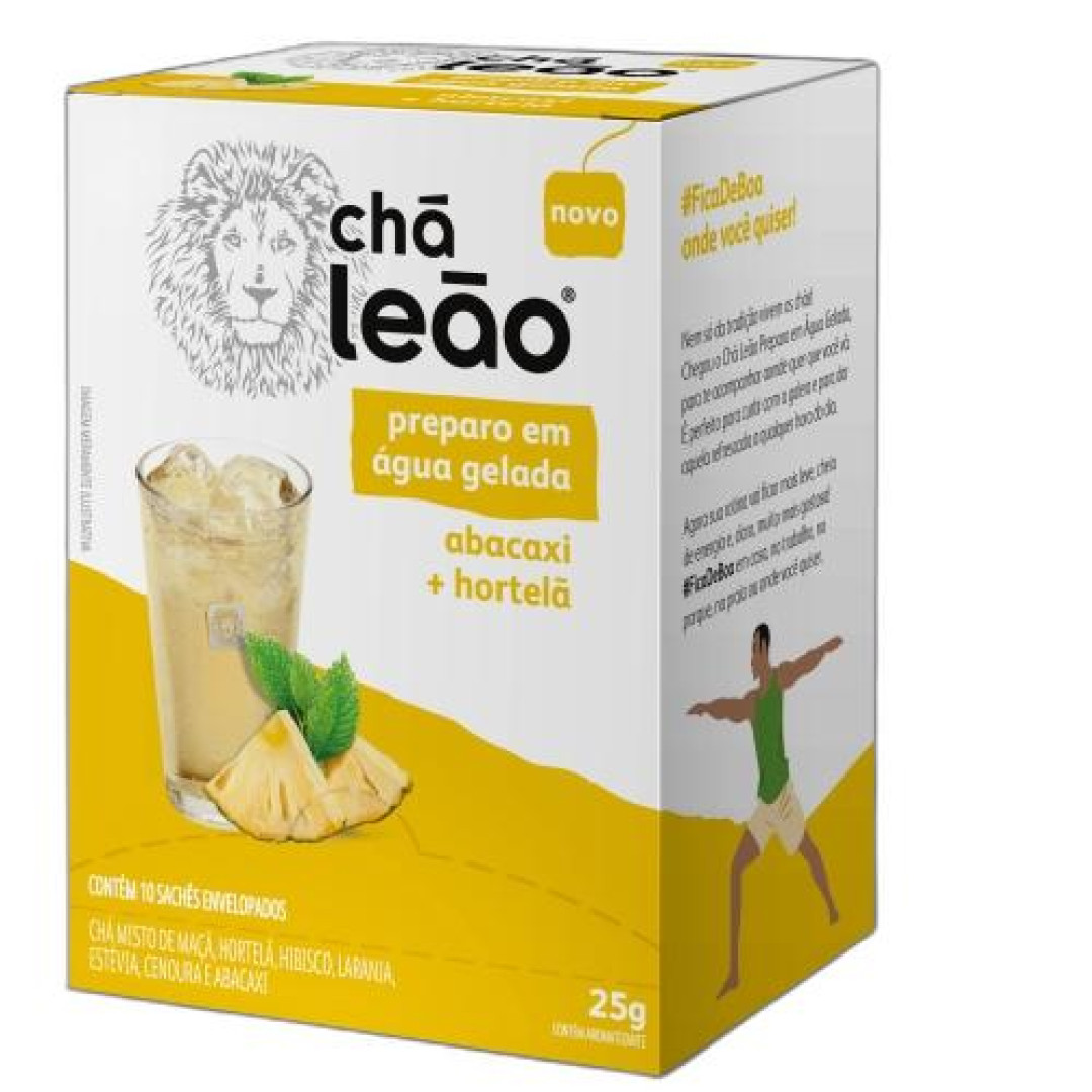 Detalhes do produto Cha Mate Prep Agua Gelada 10X25Gr Leao Abacaxi.hortela