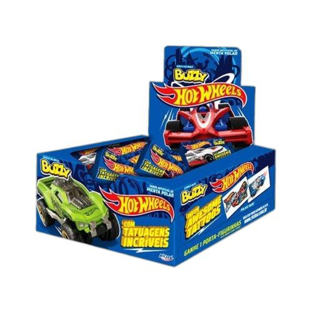 Detalhes do produto Chicle Buzzy Hot Wheels 100Un Riclan Menta