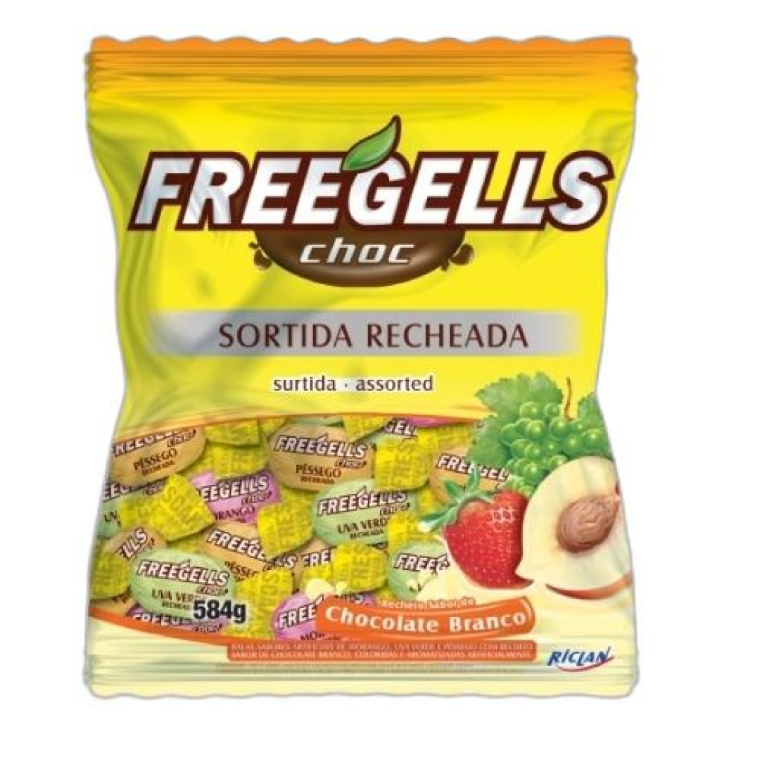 Detalhes do produto Bala Dura Freegells Choc 584Gr Riclan Choc Bco.sort