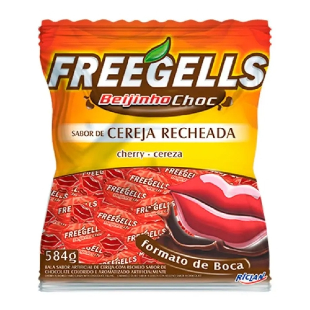 Detalhes do produto Bala Dura Freegells Beijinho Choc 584Gr Cereja