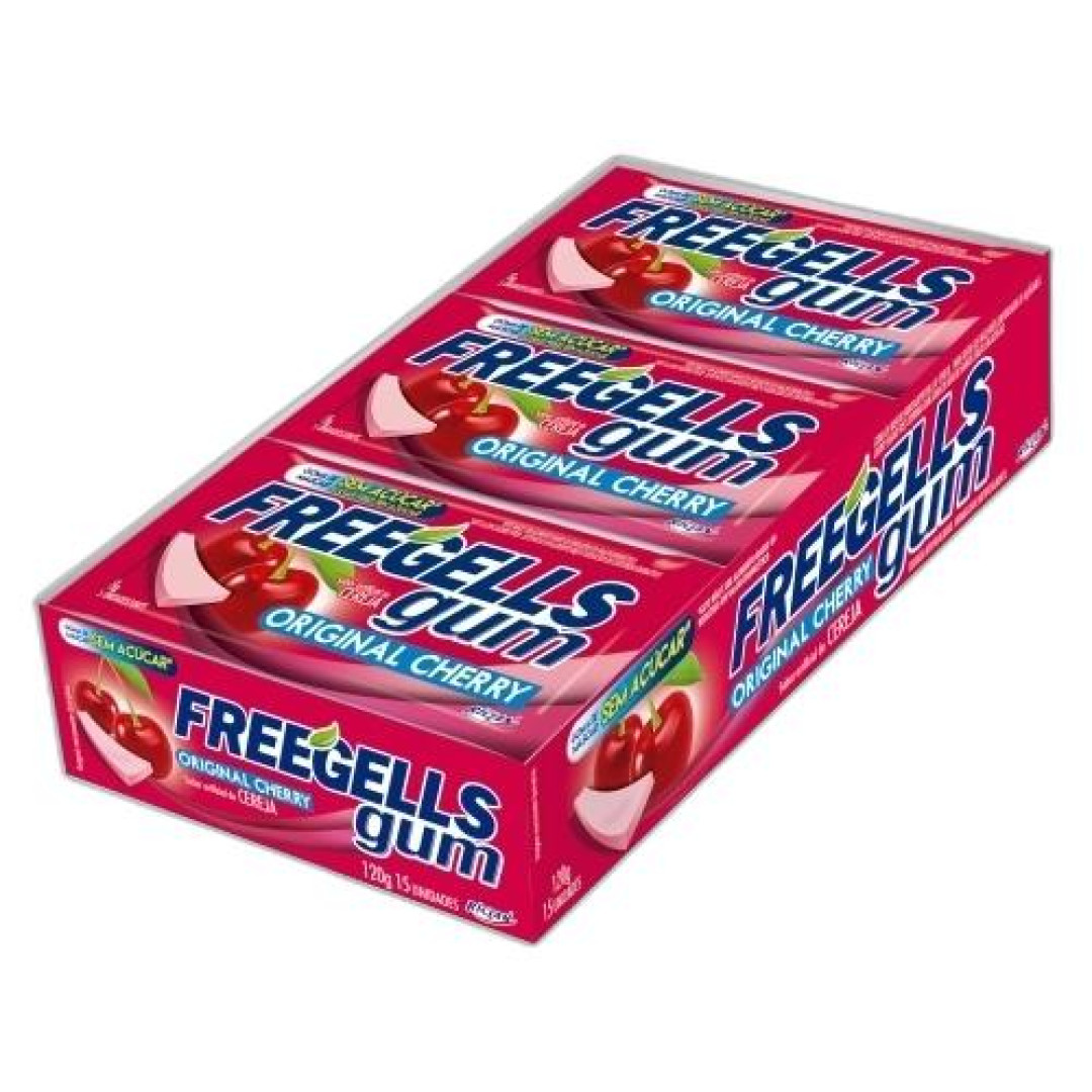 Detalhes do produto Chicle Freegells Gum 15Un Riclan Cereja
