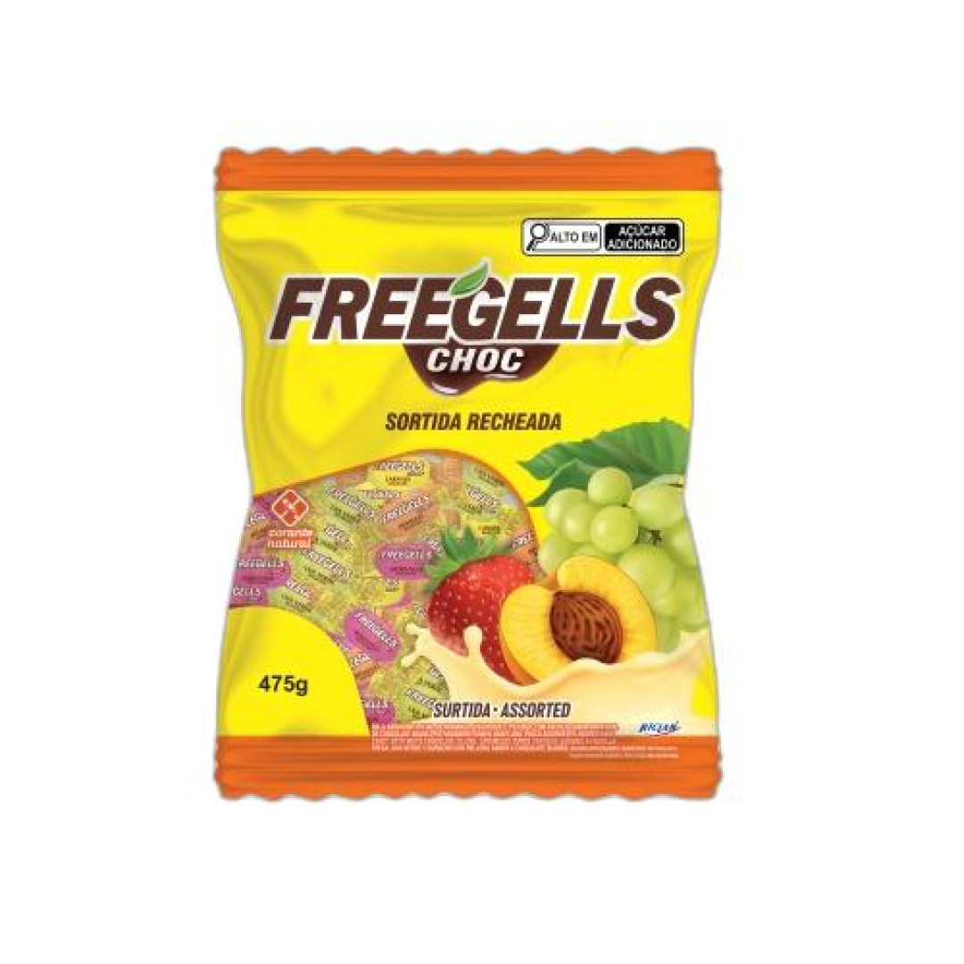 Detalhes do produto Bala Dura Rech Freegells 475Gr Riclan Choc Bco.sort