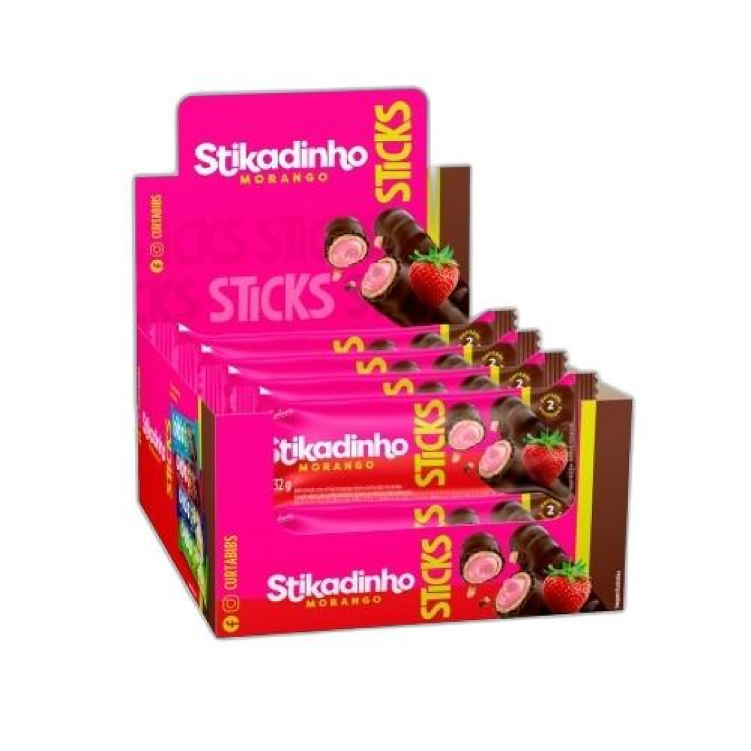 Detalhes do produto Wafer Cob Stick Stikadinho 16X32Gr Neuge Morango