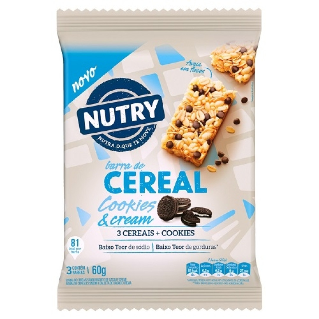 Detalhes do produto Barra Cereais Nutry 03X20Gr Nutriment Cookies Cream