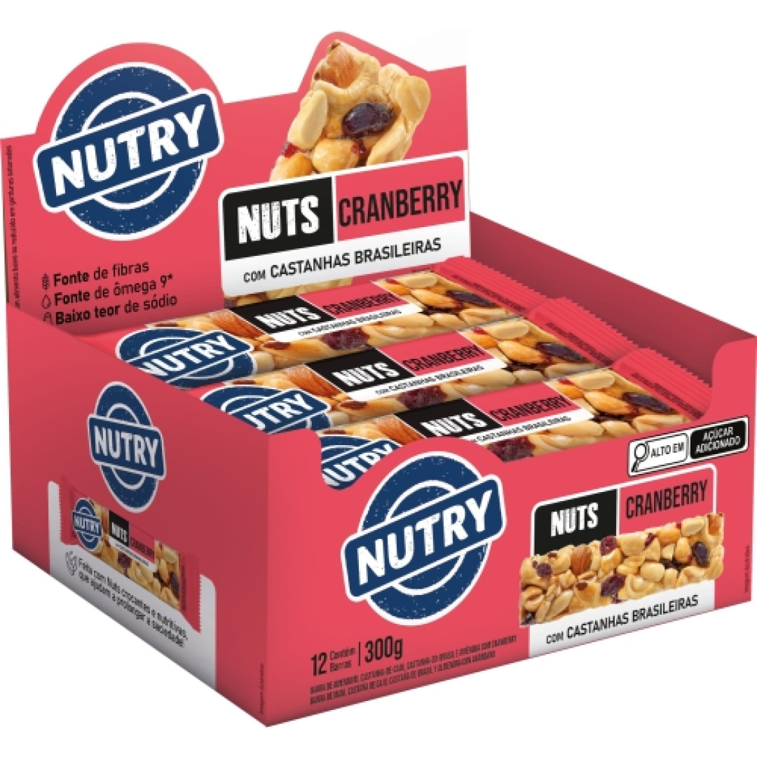 Detalhes do produto Barra Nuts Nutry 12X25Gr Nutrimental Cranberry