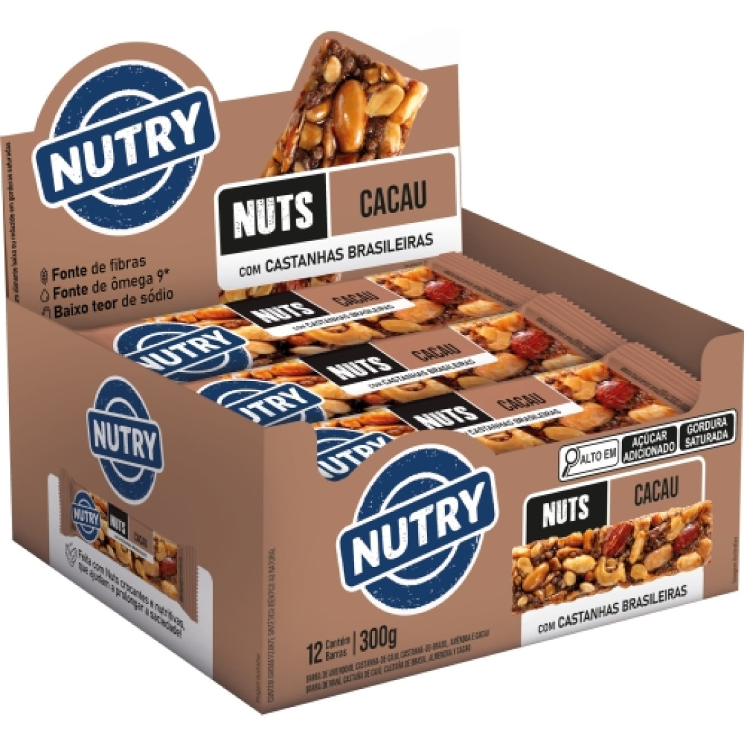 Detalhes do produto Barra Nuts Nutry 12X25Gr Nutrimental Cacau