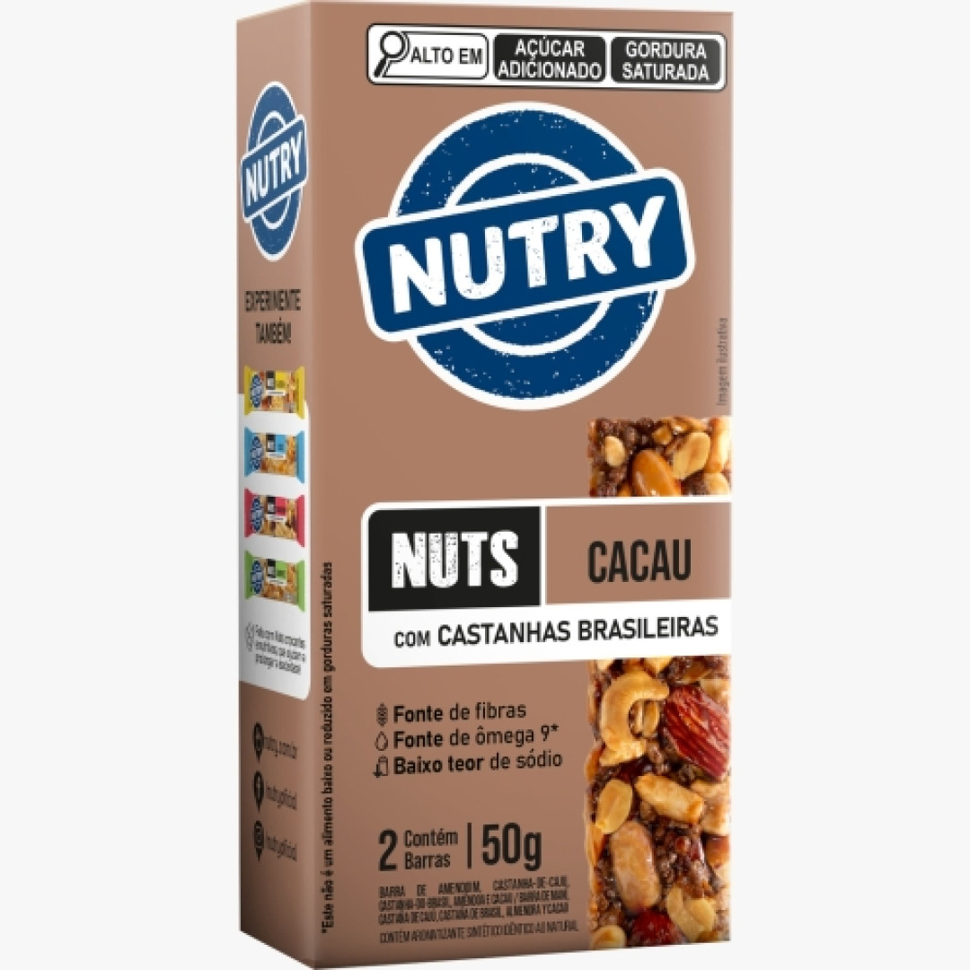 Detalhes do produto Barra Nuts Nutry 02X25Gr Nutrimental Cacau