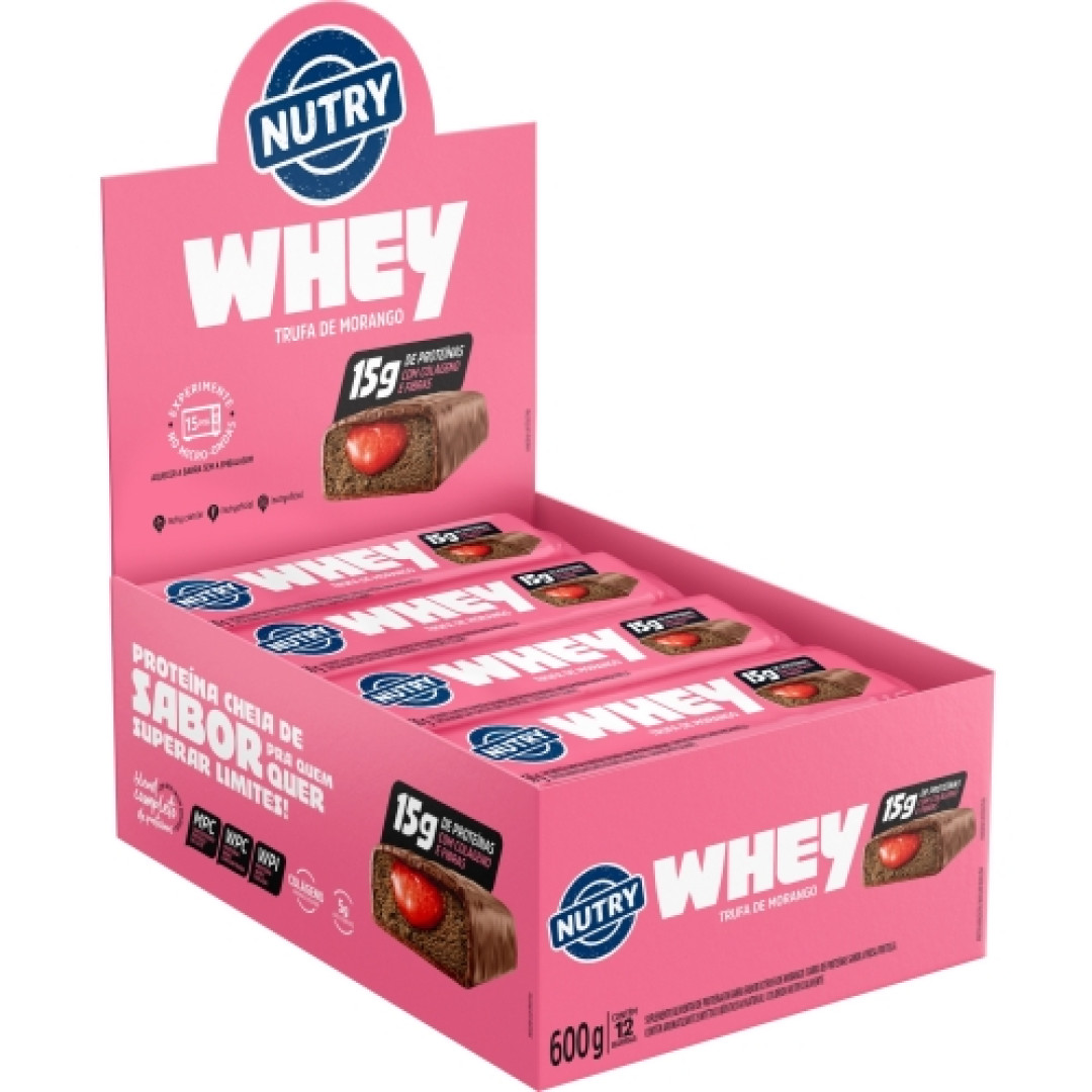 Detalhes do produto Barra Proteina Whey Nutry 12X50G Nutrime Trufa Morango