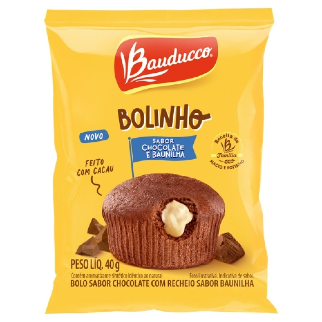 Detalhes do produto Bolinho 40Gr Bauducco Choco.baunilha