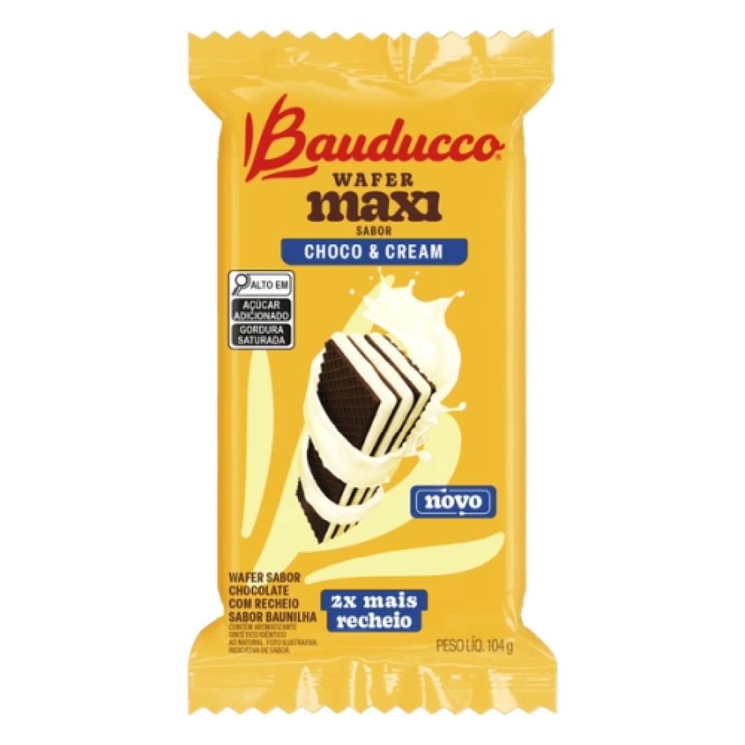 Detalhes do produto Bisc Wafer Maxi 104Gr Bauducco Choco Cream