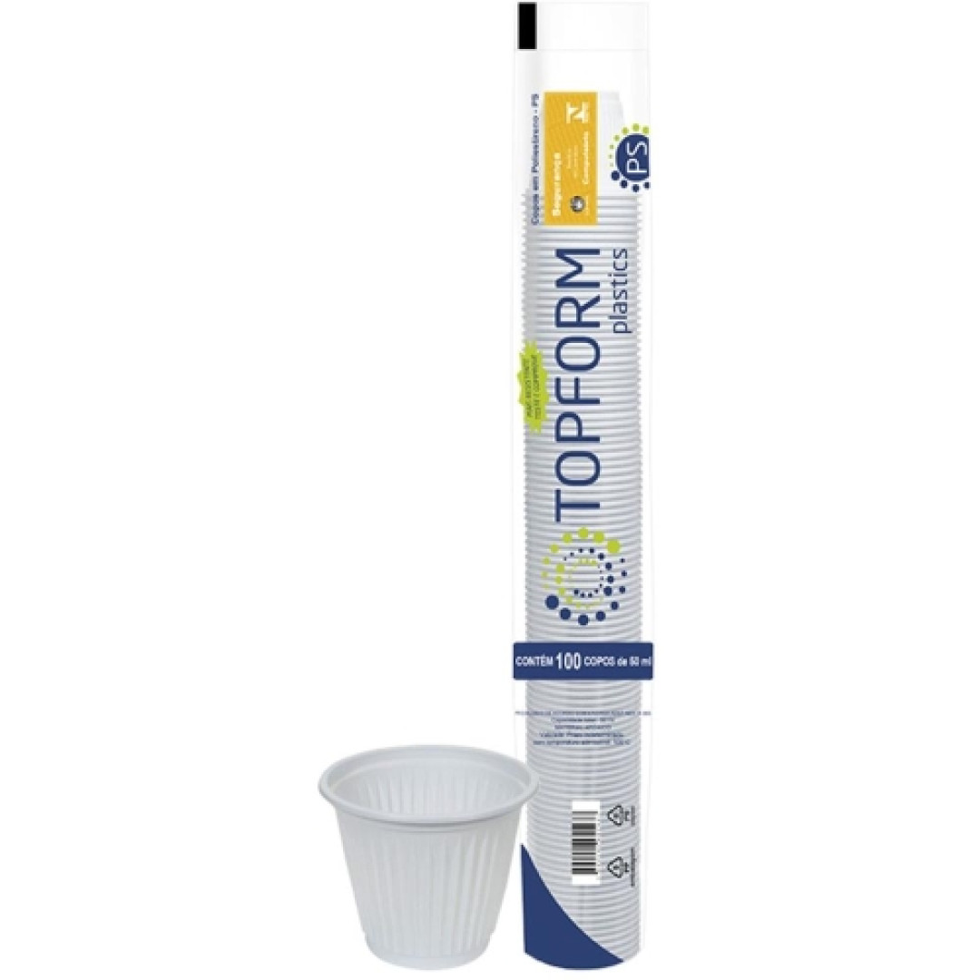 Detalhes do produto X Copo Descartavel Ps 100X50Ml Topform Branco