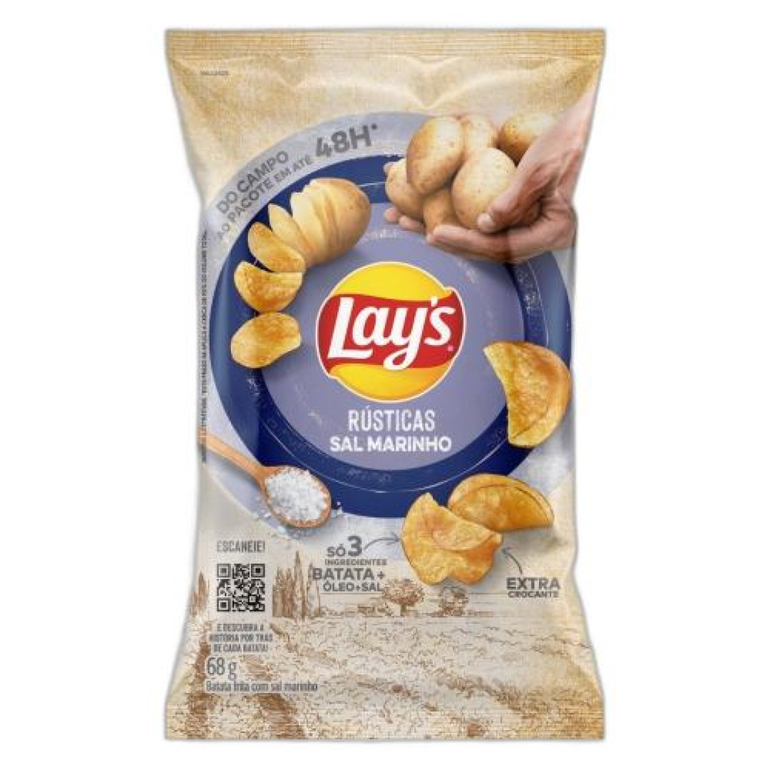 Detalhes do produto Batata Chips Rustica Lays 68Gr Pepsico Sal Marinho