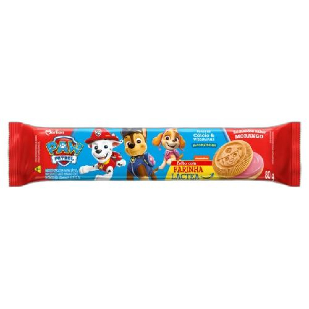 Detalhes do produto Bisc Rech Patrulha Canina 80Gr Marilan  Morango