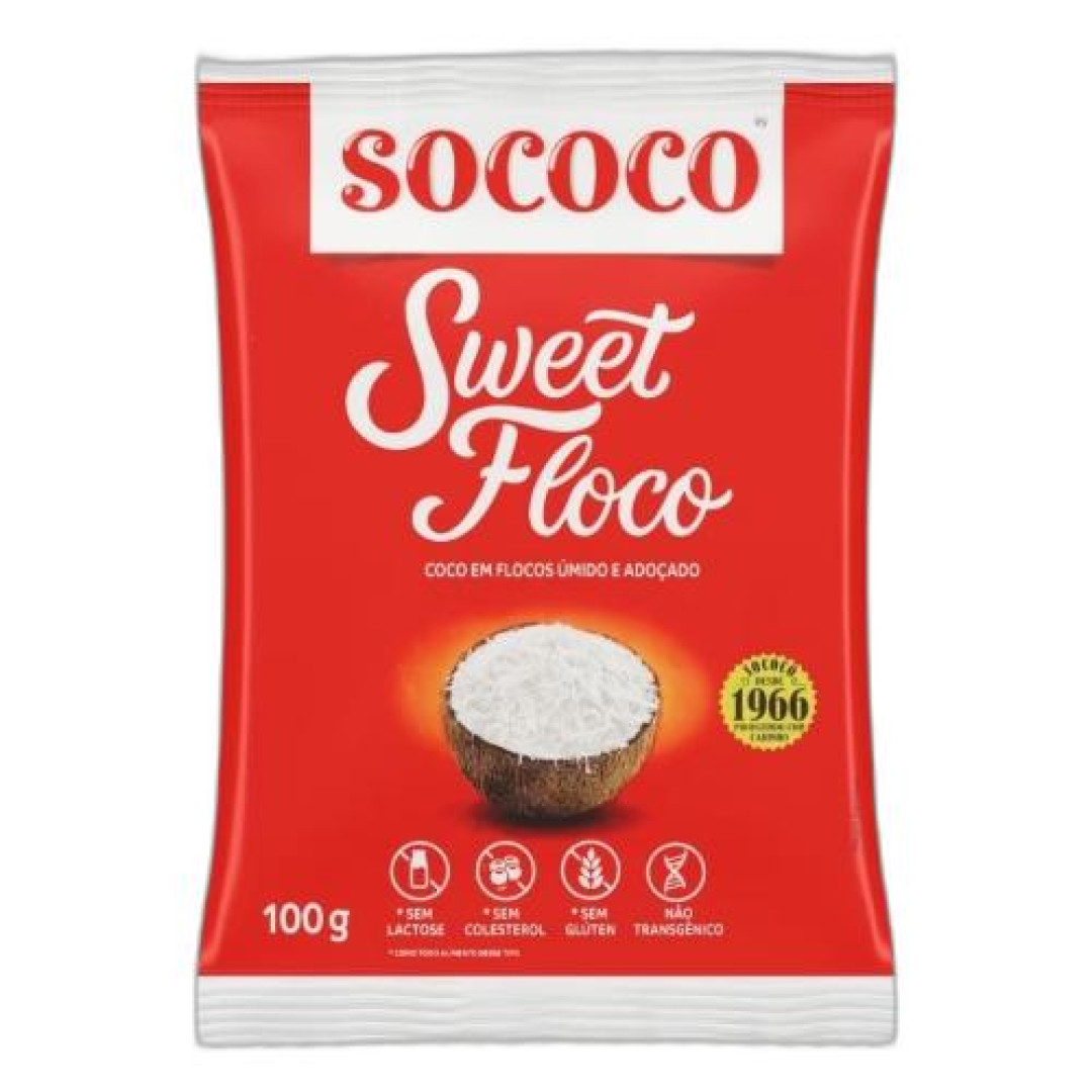 Detalhes do produto Coco Flocos Sweet Pc 100Gr Sococo Adocado.umido