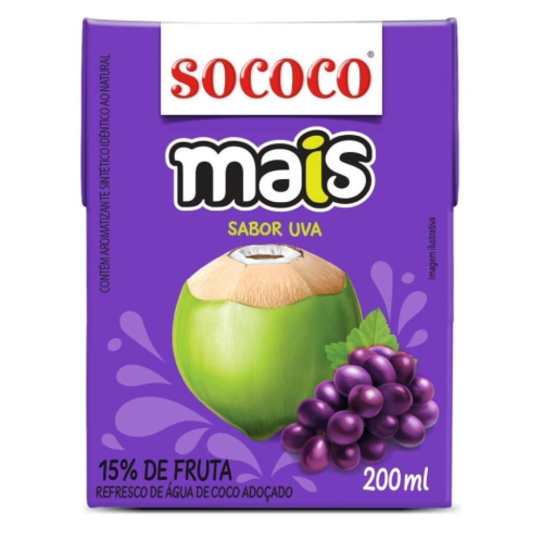 Detalhes do produto Agua Coco 200Ml Mais Sococo Uva