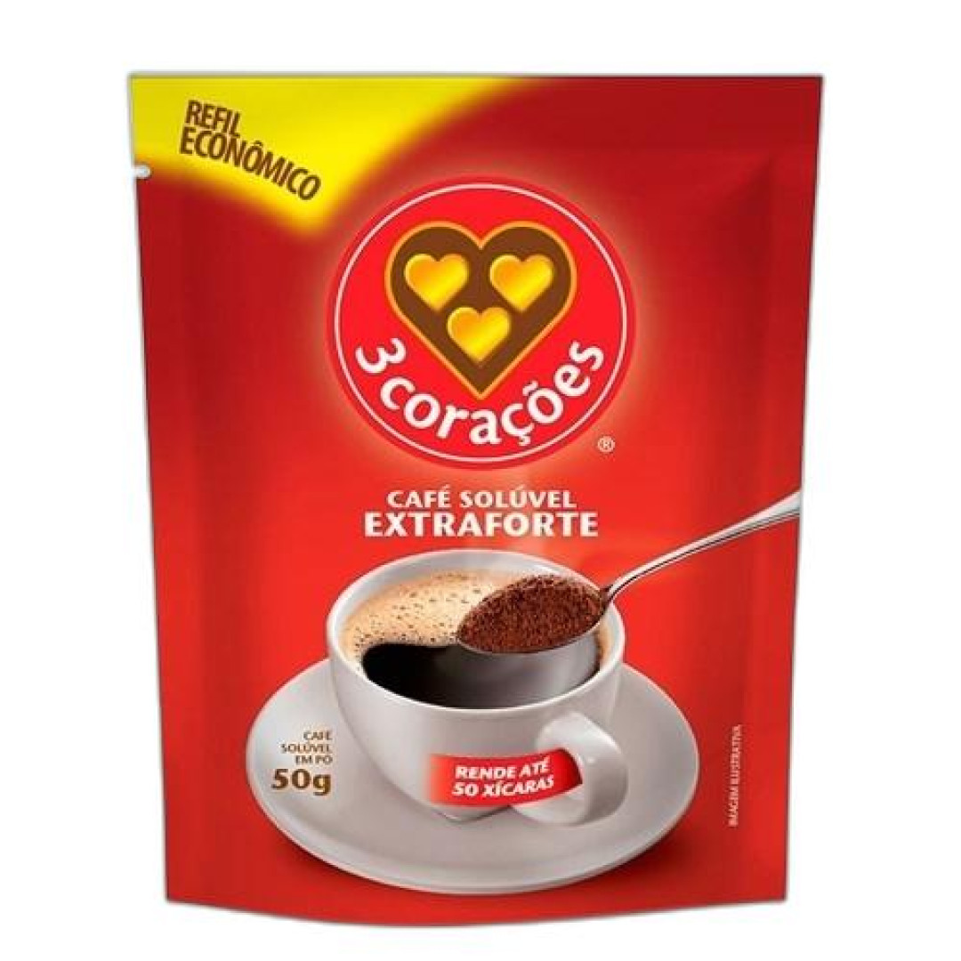 Detalhes do produto Cafe Soluvel Refil 50Gr Tres Coracoes Extra Forte