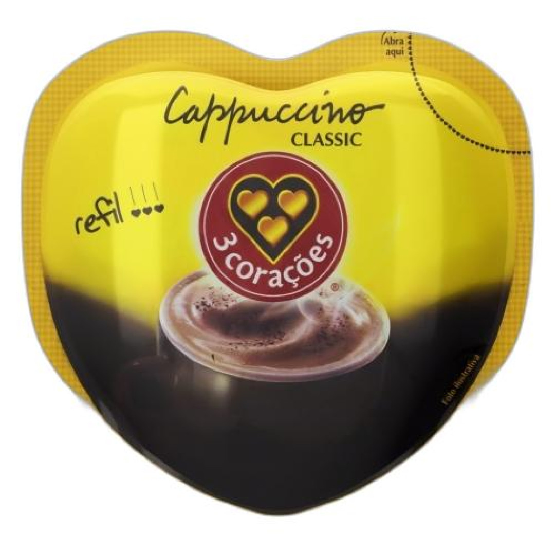 Detalhes do produto Cappuccino Refil 100Gr Tres Coracoes Classic