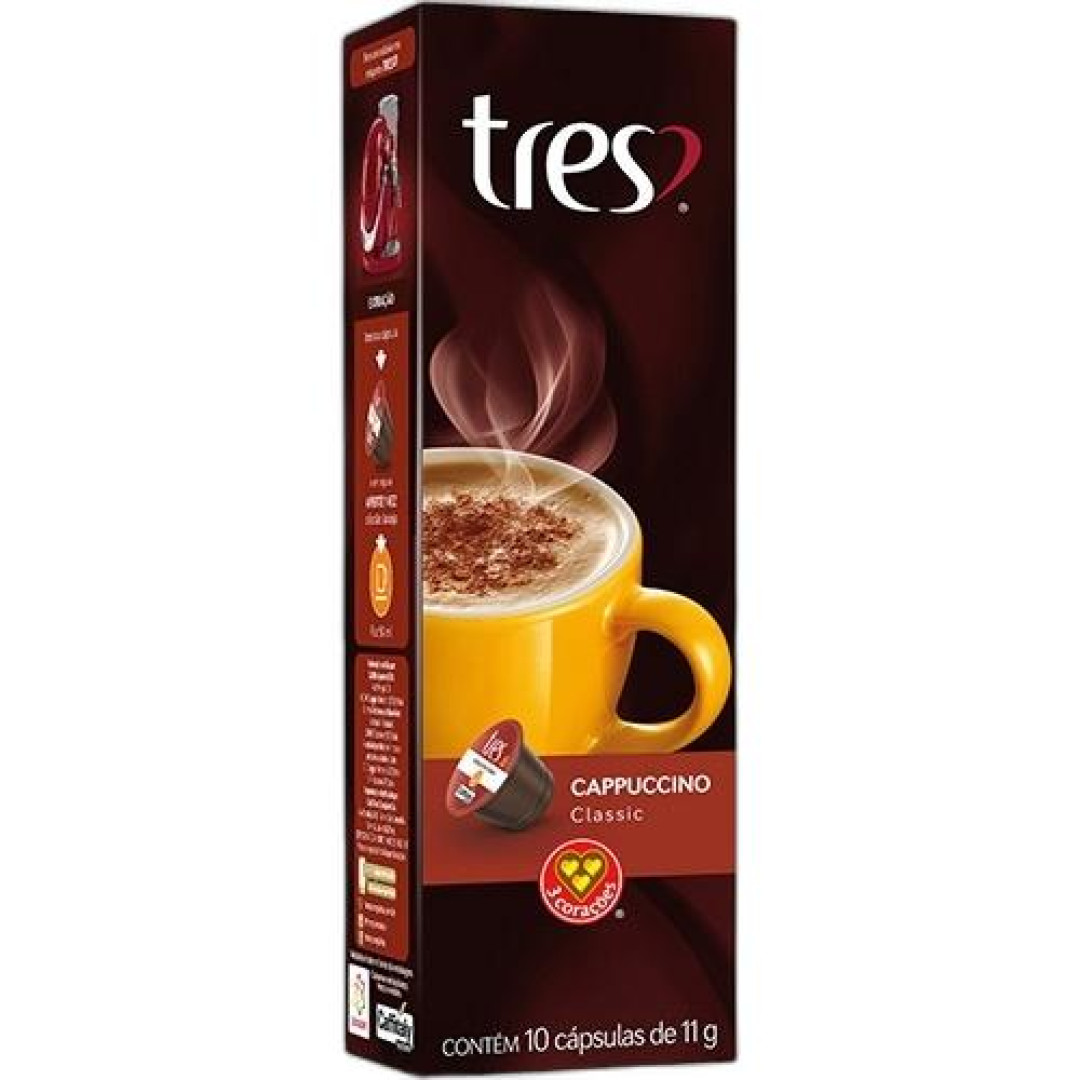 Detalhes do produto Cappuccino Capsula 10X11Gr Tres Coracoes Classic