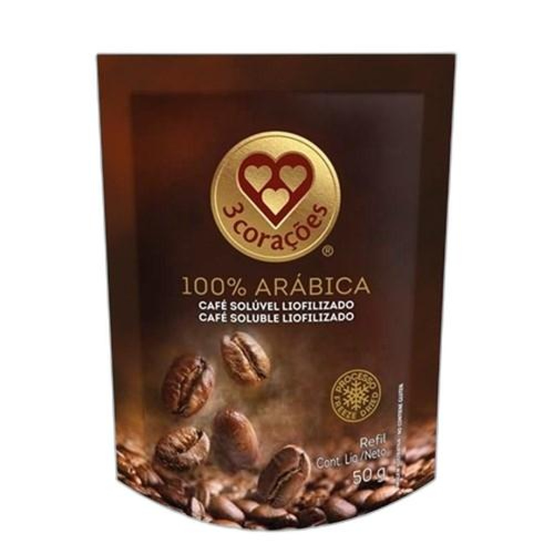 Detalhes do produto Cafe Soluvel Refil 50Gr Tres Coracoes Liofilizado