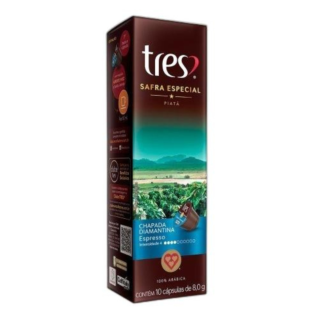 Detalhes do produto Cafe Capsula Safra Esp 10X8Gr Tre Coraco Chap Diamantina