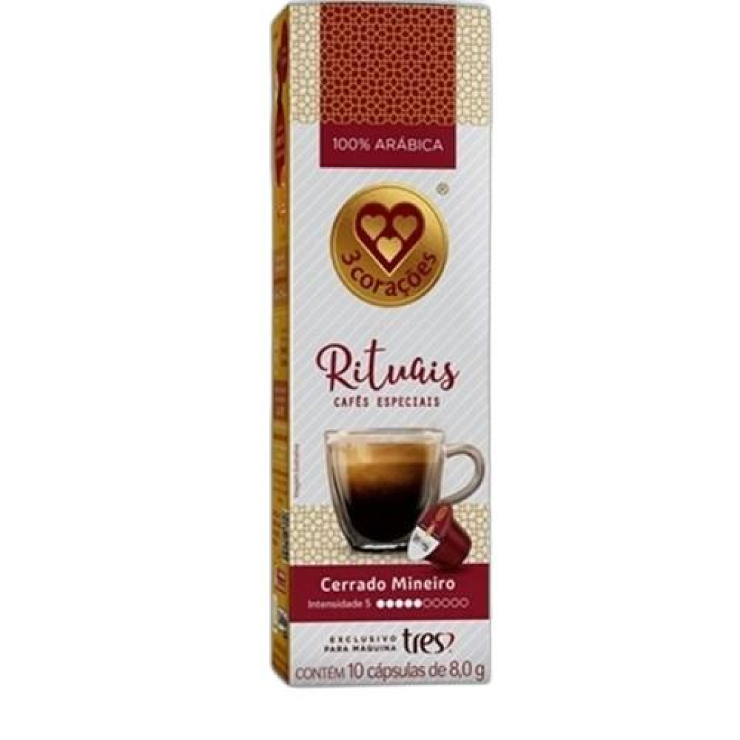 Detalhes do produto Cafe Capsula Gourmet 10X8Gr Tres Coracoe Cerrado Mineiro