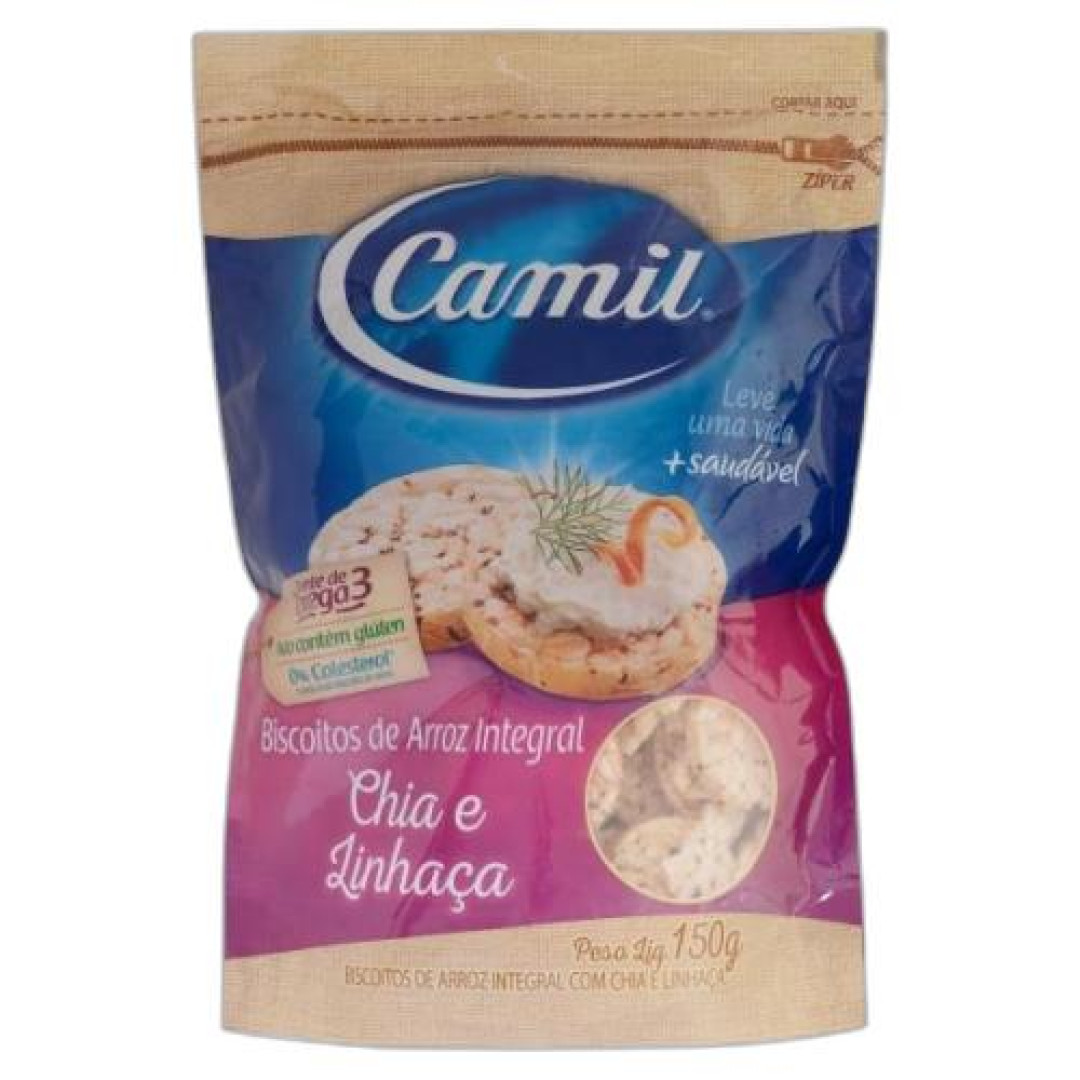 Detalhes do produto Bisc Arroz 150Gr Camil Chia.linhaca
