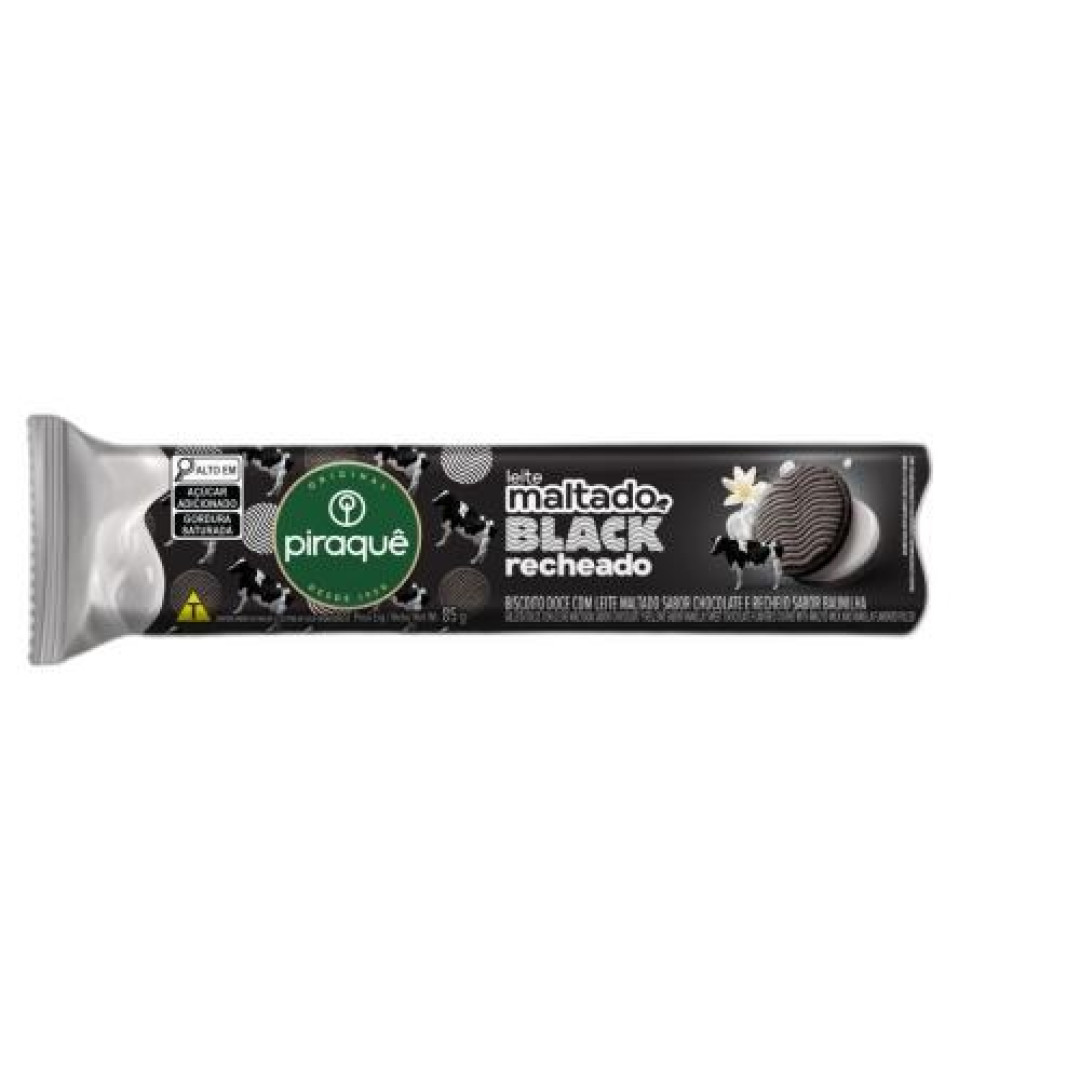 Detalhes do produto Bisc Rech Leite Maltado 85Gr Piraque Black Baunilha 