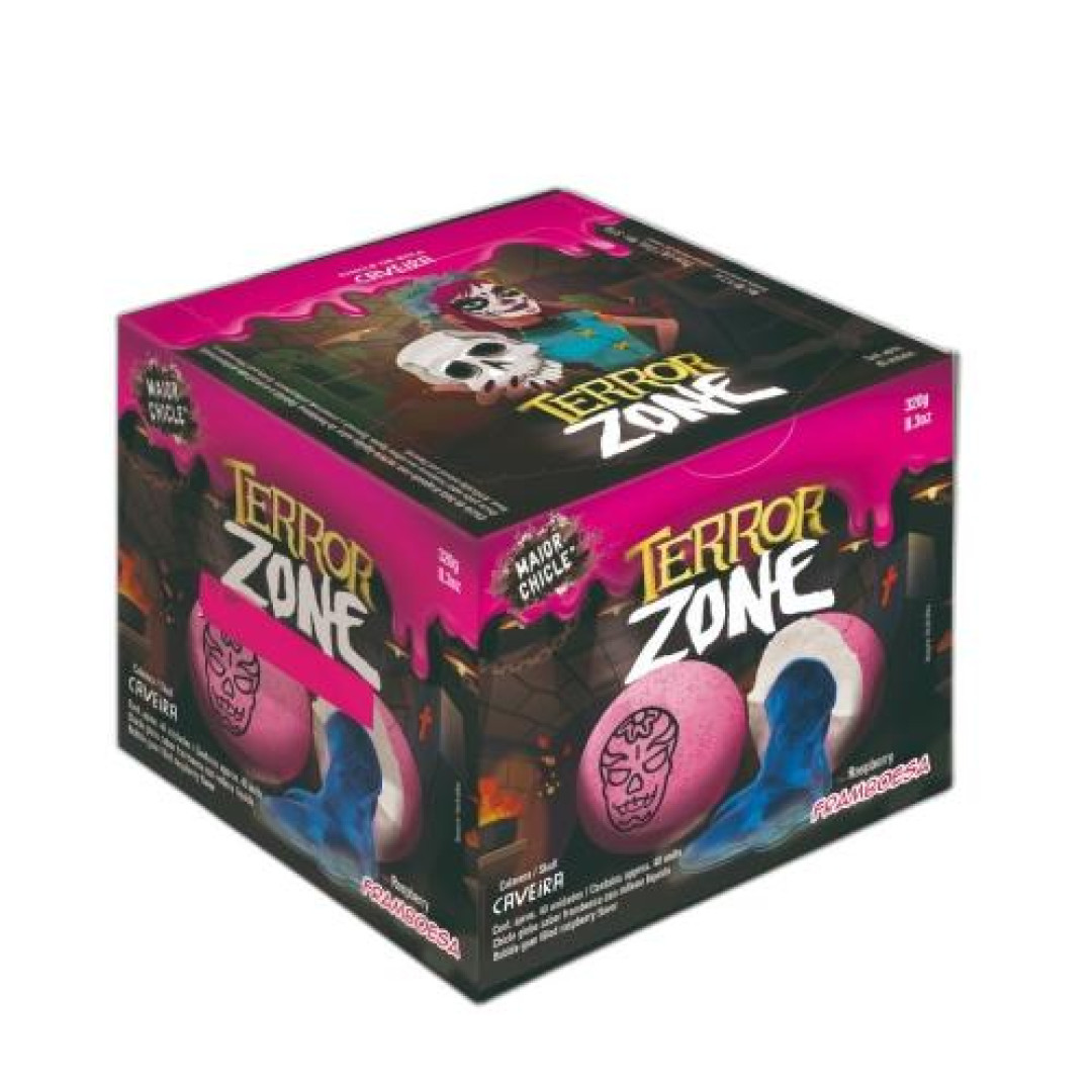 Detalhes do produto Chicle Terror Zone Caveira 40Un (320Gr) Framboesa