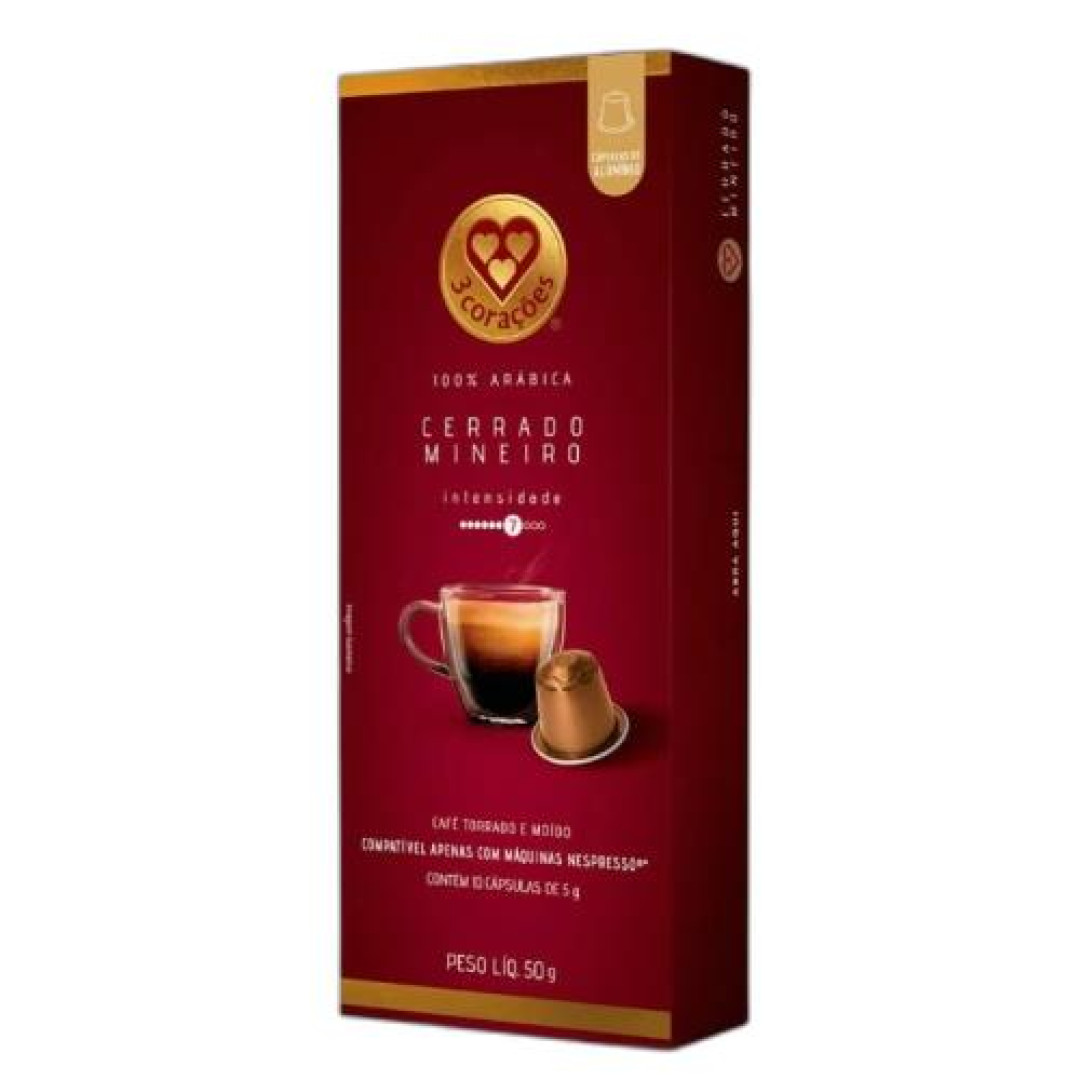 Detalhes do produto Cafe Capsula Gourmet 10X5Gr Tres Coracoe Cerrado Mineiro