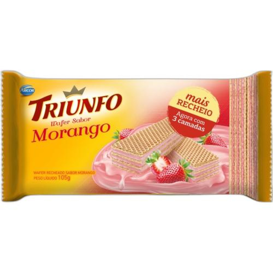 Detalhes do produto Bisc Wafer Triunfo 105Gr Arcor Morango