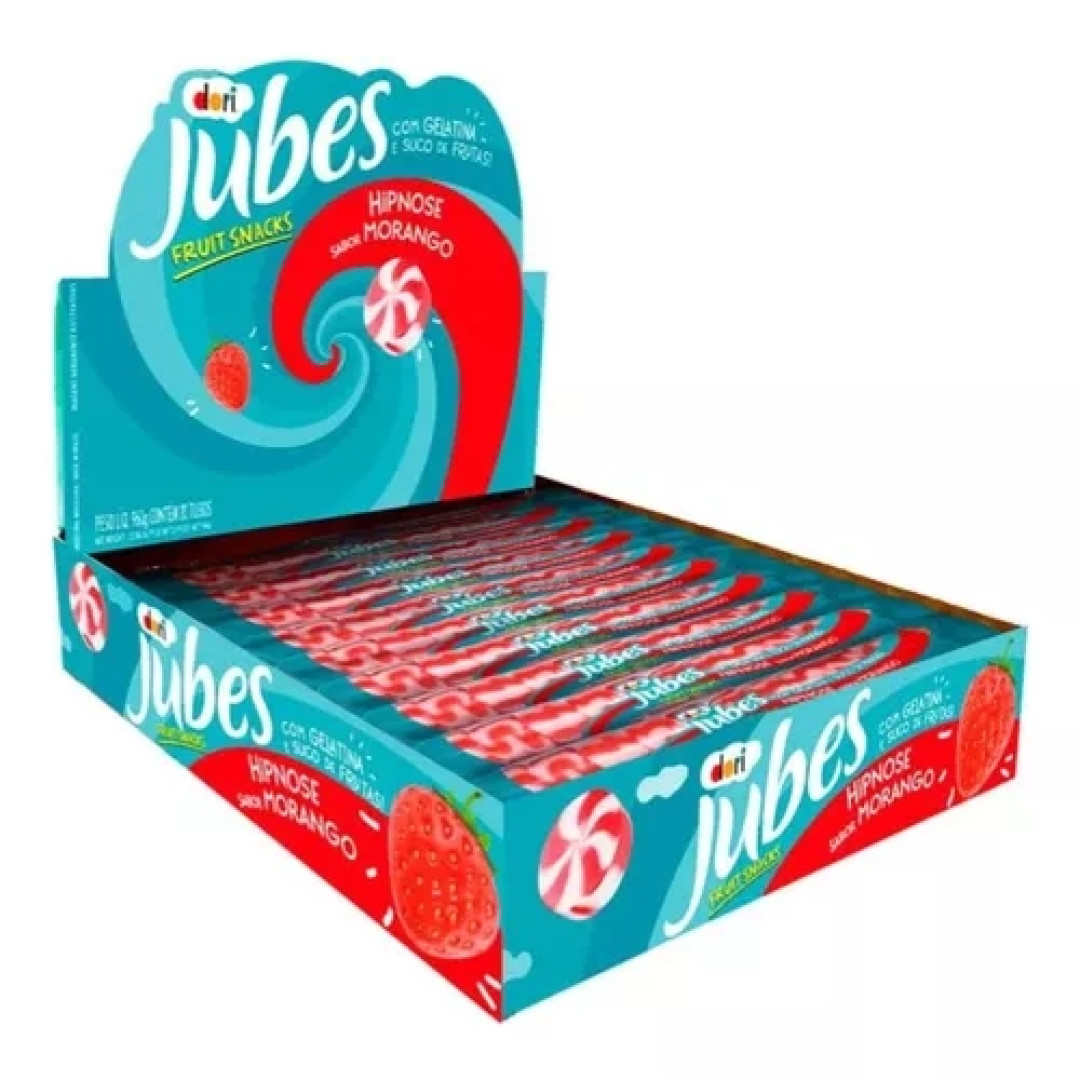 Detalhes do produto Goma Tubo Jubes Gelatina 20X48Gr Dori Morango